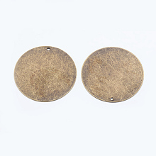 Honeyhandy Metal Tags, Brass Stamping Blank Tag Pendants, Flat Round, Antique Bronze, 34x0.5mm, Hole: 1mm