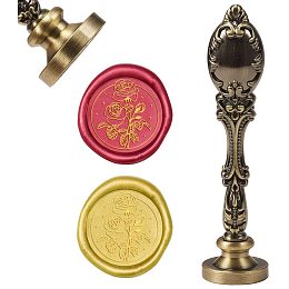 CRASPIRE Wax Seal Stamp Rose Vintage Wax Sealing Stamps Retro Retro 25mm Stamp Removable Brass Head Peacock Alloy Handle for Wedding Invitations Embellishment Bottle Decoration Gift Packing