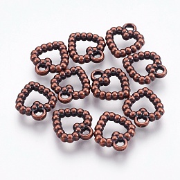 Honeyhandy CCB Plastic Charms, Heart, Antique Bronze, 15x13x3mm, Hole: 1.8mm