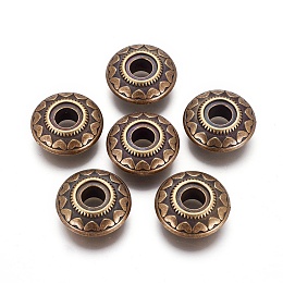 Honeyhandy CCB Plastic Beads, Rondelle with Heart, Antique Bronze, 25x10mm, Hole: 7.5~8mm