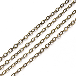 Honeyhandy Brass Cable Chains, Soldered, with Spool, Flat Oval, Antique Bronze, 2.6x2x0.3mm, Fit for 0.7x4mm Jump Rings, about 32.8 Feet(10m)/roll