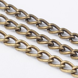 Honeyhandy Iron Twisted Chains Curb Chains, Unwelded, Antique Bronze Color, with Spool, Link: 4x6mm, 1mm thick, about 164.04 Feet(50m)/roll