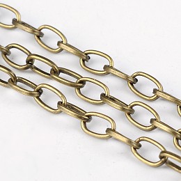 Honeyhandy Iron Cable Chains, Unwelded, with Spool, Flat Oval, Flat Oval, Lead Free and Nickel Free, Antique Bronze, 6.9x3.8x0.9mm, about 164.04 Feet(50m)/roll