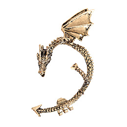 Honeyhandy Alloy Dragon Cuff Earrings, Gothic Climber Wrap Around Earrings for Non Piercing Ear, Antique Bronze, 80x45mm