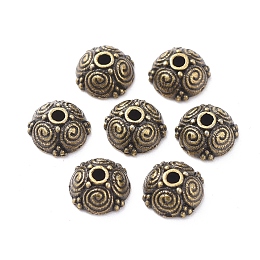 Honeyhandy Alloy Bead Caps, Lead Free and Cadmium Free, Antique Bronze Color, 8x8x4.5mm, Hole: 2mm, Inner Diameter: 6mm