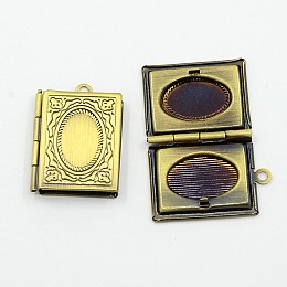 Honeyhandy Romantic Valentines Day Ideas for Him with Your Photo Brass Locket Pendants, Picture Frame Charms for Necklace, Antique Bronze, Rectangle, about 19mm wide, 26mm long, hole: 2mm