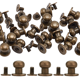 GORGECRAFT 20 Set 8mm Round Head Button Stud Alloy Chicago Screw Rivets Post Fastener for Home DIY Leather Repairs Craft Luggage Jackets Wallet Handbag Decoration Hardware Accessories, Antique Bronze