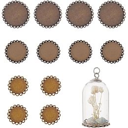 Arricraft 12 Pcs Mini Globe Bottle Base Cabochon, 3 Sizes Flower Iron Slide Charms Cabochon Settings Glass Hood Base for Glass Bottle Accessories 20/25/ 30mm Bronze