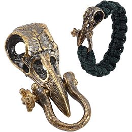 NBEADS Bird Skull Brass Paracord Bead, Lanyard Spacer Beads EDC Charms Pendant Parachute Paracord Cord Tool Charms Accessories for EDC String Bracelet Crafts, Antique Bronze