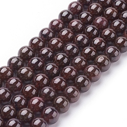 Honeyhandy Gemstone Beads Strands, Natural Garnet, Grade AB, Round, Dark Red, 6mm, Hole: 0.8~1mm, about 61pcs/strand, 15 inch