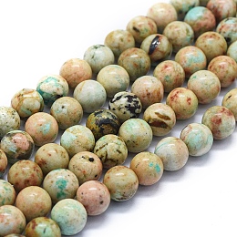 Honeyhandy Natural Peruvian Turquoise(Jasper) Beads Strands, Grade AB, Round, 8mm, Hole: 1mm, about 48~49pcs/Strand, 15.35 inch(39cm)