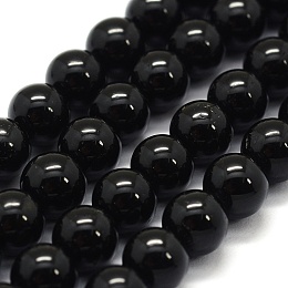 Honeyhandy Natural Black Tourmaline Beads Strands, Grade AB+, Round, 6mm, Hole: 0.8mm, about 62pcs/strand, 15.7 inch(40cm)