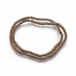 Honeyhandy Electroplated Non-magnetic Synthetic Hematite Beads Strands, Disc, Antique Bronze Plated, 4x1.5mm, Hole: 0.8mm, about 266pcs/strand, 15.74 inch(40cm)