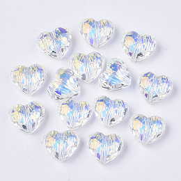 Arricraft Transparent K9 Glass Beads, Faceted, Heart, Clear AB, 7x8x4mm, Hole: 1mm, about 20pcs/bag