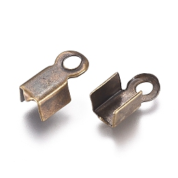 Honeyhandy Iron Folding Crimp Ends, Fold Over Crimp Cord Ends, Antique Bronze, 9x4x3.5mm, Hole: 1.8mm, Inner Wide: 3mm, about 200pcs/Bag