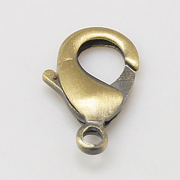 Honeyhandy Brass Lobster Claw Clasps, Parrot Trigger Clasps, Lead Free & Cadmium Free, Brushed Antique Bronze, 15x8x3mm, Hole: 2mm