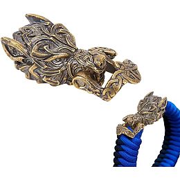 NBEADS Wolf Head Brass Buckles, Antique Bronze Mythical Paracord Bracelet Buckle EDC Braided Rope Making Buckles for DIY Paracord Crafts EDC DIY Accessories Parts