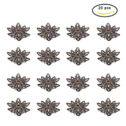 PandaHall Elite 16x8mm Multi-Petal Brass Flower Shape Bead Caps Antique Bronze, about 20pcs/bag