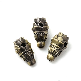 Honeyhandy Lotus Flower Tibetan Style Rack Plating Brass 3 Hole Guru Beads, T-Drilled Beads, Long-Lasting Plated, Antique Bronze, 10.5x6mm, Hole: 1.4mm