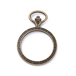 Honeyhandy Zinc Alloy Big Pendants, Open Back Bezel, for DIY UV Resin, Epoxy Resin, Pressed Flower Jewelry, Pocket Watch Bezel, Antique Bronze, 52x36x5mm, Hole: 13.5X8mm, inner diameter: 28.5mm