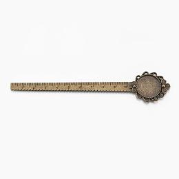 ARRICRAFT 10 pcs 137mm Tibetan Style Alloy Ruler Shape Metal Bookmarks with 20mm Flat Round Tray for Adults DIY Gift Decoration Antique Bronze