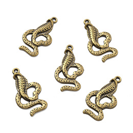 Tibetan Style Alloy Pendants, Snake, Antique Bronze, 34.5x18x2mm, Hole: 2.2mm