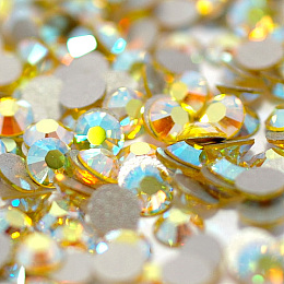 Honeyhandy Glass Flat Back Rhinestone, Grade A, Back Plated, Faceted, AB Color, Half Round, Citrine, SS16, 3.8~4.0mm, 1440pcs/bag