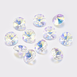 Honeyhandy Faceted Glass Rhinestone Charms, Imitation Austrian Crystal, Cone, Crystal AB, 8x4mm, Hole: 1mm