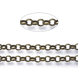 ARRICRAFT Brass Rolo Chains, Belcher Chains, Soldered, with Spool, Cadmium Free & Nickel Free & Lead Free, Antique Bronze, 4.5x1.2mm, about 6.56 Feet(2m)/roll