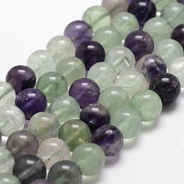 Honeyhandy Natural Fluorite Bead Strands, Round, Grade AB, 8mm, Hole: 1mm, about 50pcs/strand, 14.9 inch~15.1  inch