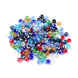 Honeyhandy Electroplate Glass Beads, Mixed Color, AB Color Plated, Faceted Rondelle, 6mm in diameter, 4mm thick, hole: 1mm