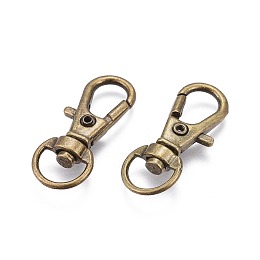 Honeyhandy Alloy Swivel Lobster Claw Clasps, Swivel Snap Hook, Jewellery Making Supplies, Antique Bronze, 30.5x11x6mm, Hole: 5x9mm