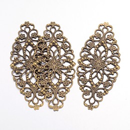 Honeyhandy Iron Filigree Big Pendants, Antique Bronze, 81x35x1mm, Hole: 5x6mm