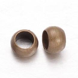 Honeyhandy Rondelle Brass Crimp Beads, Antique Bronze, 3x2mm, Hole: 1.5mm, about 520pcs/20g