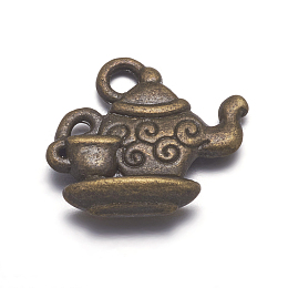 Honeyhandy Alloy Pendants, Lead Free and Cadmium Free, Teapot, Antique Bronze, Size: about 13mm long, 12mm wide, 4mm thick, hole: 2mm