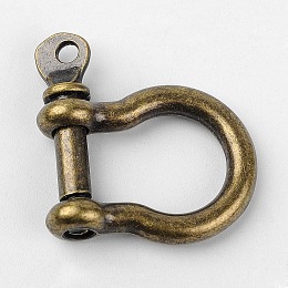 Honeyhandy Tibetan Style Alloy D-Ring Anchor Shackle Clasps, Antique Bronze, 25x19.5x3.5mm, Hole: 2mm