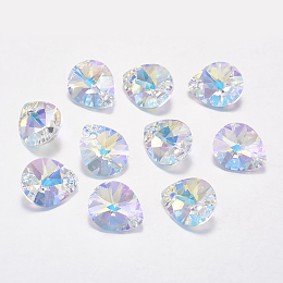 Honeyhandy Faceted K9 Glass Rhinestone Charms, Imitation Austrian Crystal, Drop, Crystal AB, 8x6x4mm, Hole: 1mm