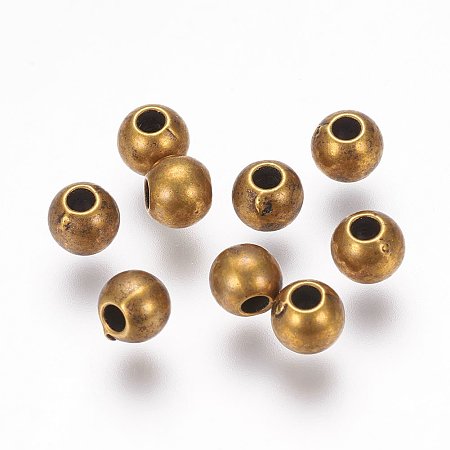 Honeyhandy CCB Plastic Beads, Round, Antique Bronze, 4mm, Hole: 1mm
