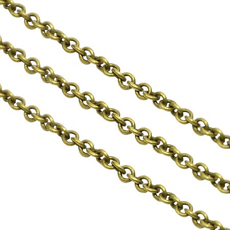 NBEADS 92m Soldered Brass Cable Chain Cross Chains, Lead Free and Nickel Free, Antique Bronze, Link: about 3mm long, 2mm wide, 1mm thick, 92m/Roll