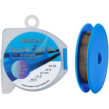 BENECREAT 24 Gauge 130 Feet/43 Yard Copper Wire Tarnish Resistant Jewelry Beading Wire for Craft Project Making, Antique Bronze