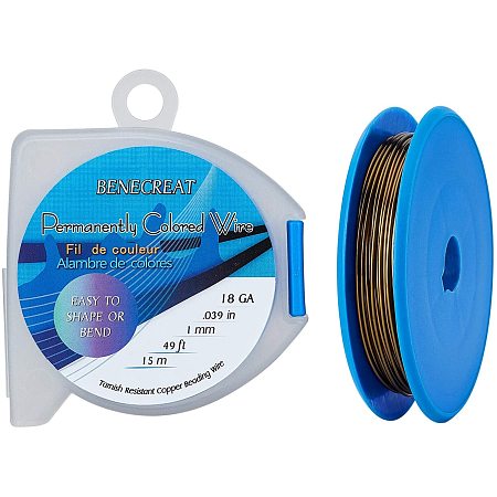 BENECREAT 18 Gauge 49 Feet/16 Yard Copper Wire Tarnish Resistant Jewelry Beading Wire for Craft Project Making