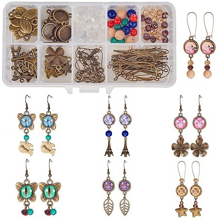 SUNNYCLUE 1 Box DIY 10 Pairs Fabric Butterfly Dangle Earring