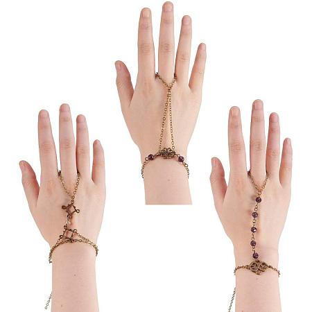 SUNNYCLUE DIY 3PCS Retro Flower Knot Hand Chain Bracelet Making Kit Slave  Finger Ring Link Bangle Jewelry Accessory Supplies for Women Girls  Beginners Nick Free 