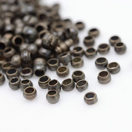 NBEADS 10000 Pcs Brass Crimp Beads, Nickel Free, Barrel, Antique Bronze Color, about 2mm diameter, hole: 1.2mm