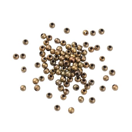 NBEADS 10000Pcs Iron Spacer Beads, Nickel Free, Round, Antique Bronze Color, About 3.2mm in Diameter, 3mm Thick, Hole: 1.2mm