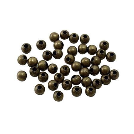 NBEADS 10000Pcs Iron Spacer Beads, Round, Nickel Free, Antique Bronze, 4mm, Hole: 2mm