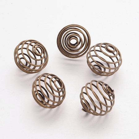 ARRICRAFT 284pcs Iron Spiral Round Bead Cages Size 21x20mm Beads Pendants Charms for Jewelry Making, Antique Bronze