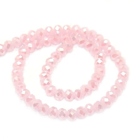 NBEADS 10 Strands AB Color Plated Electroplate Imitation Jade Faceted Abacus Pink Glass Beads Strands With 6x4mm,Hole: 1mm,About 95pcs/strand