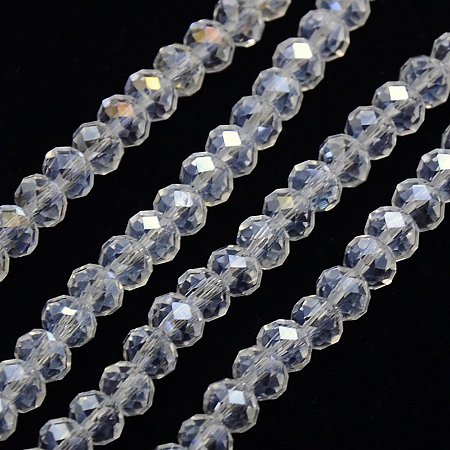 NBEADS 10 Strands AB Color Plated Electroplate Crystal Faceted Abacus Clear Glass Beads Strands With 6x4mm,Hole: 1mm,About 95pcs/strand