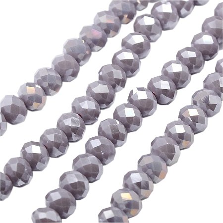 NBEADS 10 Strands Electroplate Opaque Solid Color Crystal Glass Abacus Beads, 8x6mm, Hole: 1mm; about 71pcs/strand, 16.5